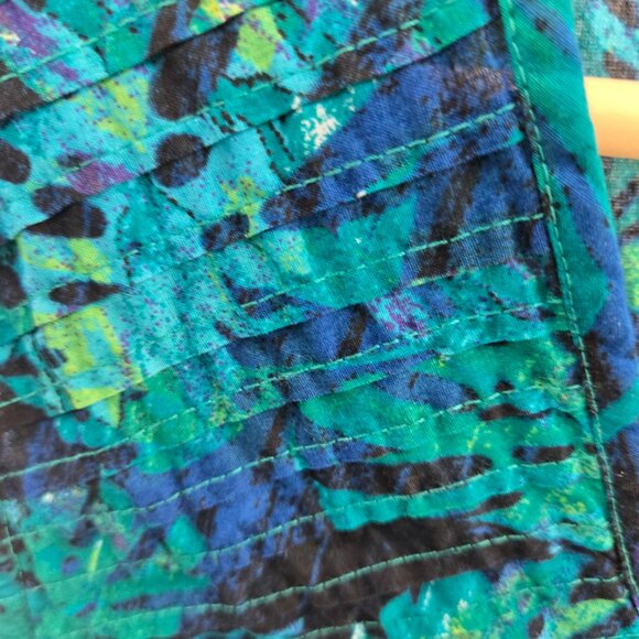 Catherines Black Blue Green Tropical Plant Beaded Buttons Cotton Tank 4x 30/32W - Picture 8 of 14